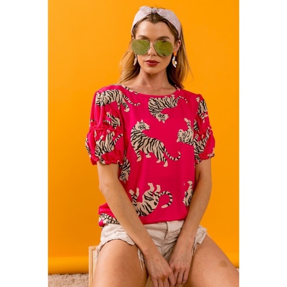 Vibrant Pink Tiger Tee - Picture 2 of 4